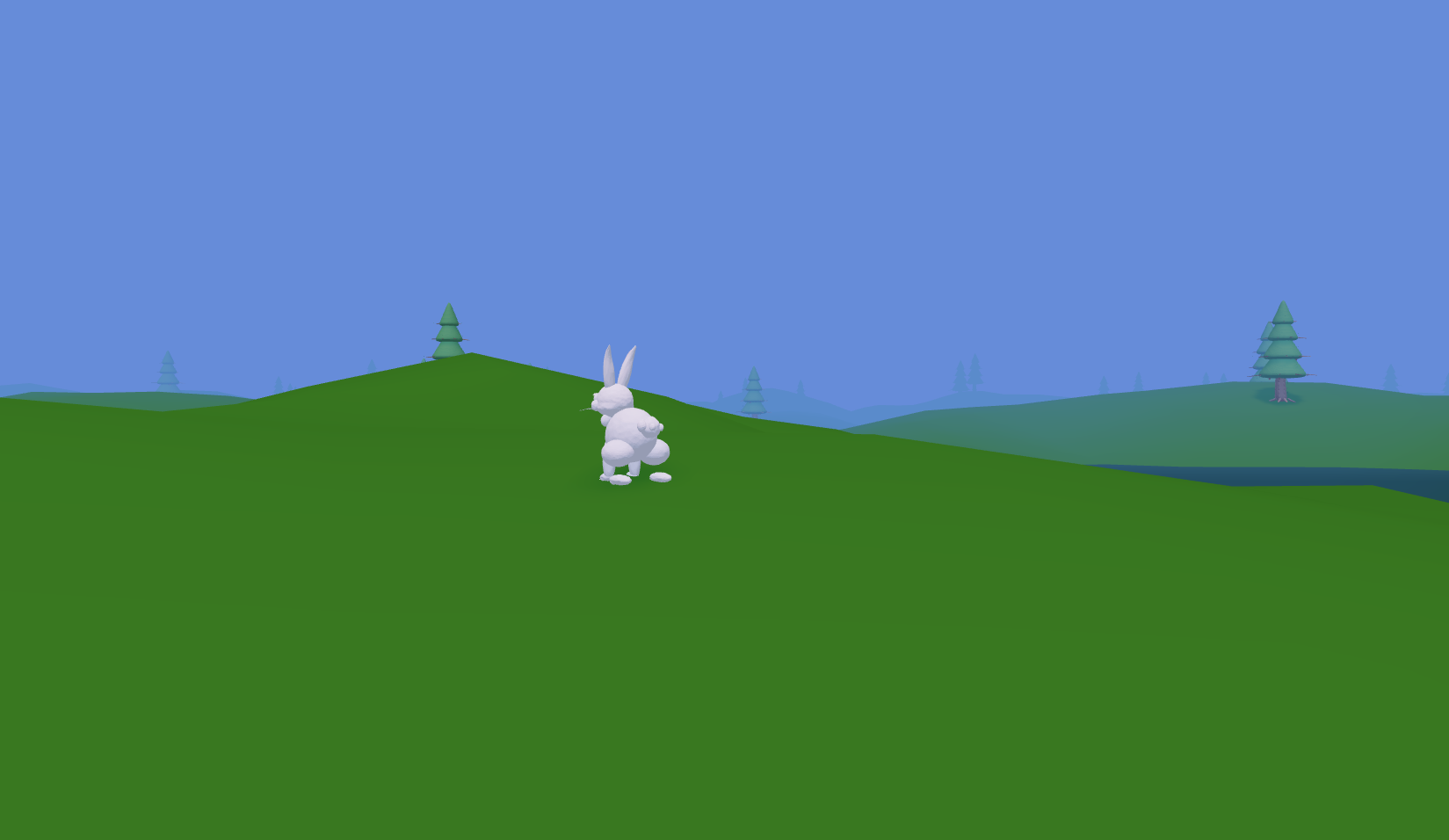 Rabbit model on hillside