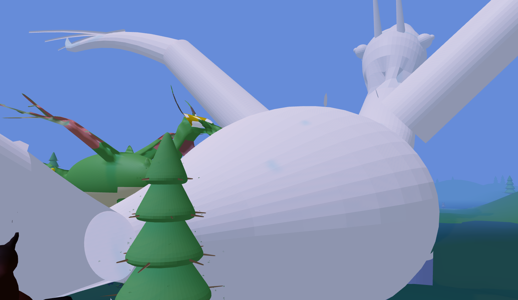 Oversized dragon next to tree