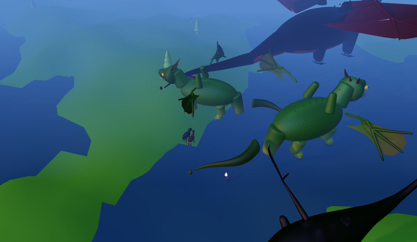 Multiple dragon variants from top view